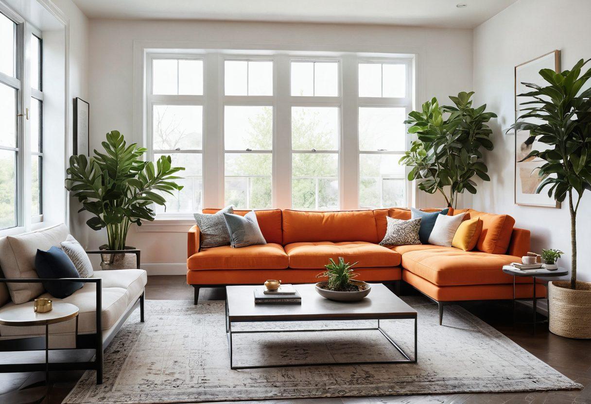 A beautifully curated living room showcasing a blend of functional and stylish furniture, with a modern sofa, elegant coffee table, and decorative accents. Include a cozy reading nook by a window, complemented by indoor plants and designer lighting. Utilize vibrant colors to create a warm and inviting ambiance, while maintaining a minimalistic aesthetic. super-realistic. vibrant colors. white background.